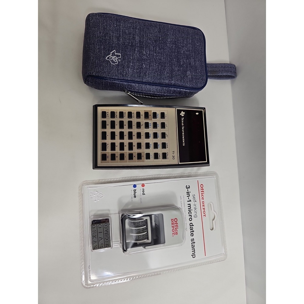 Vtg Texas Instruments TI-30 RED LED Calculator & Case Tested-Date Stamp Included